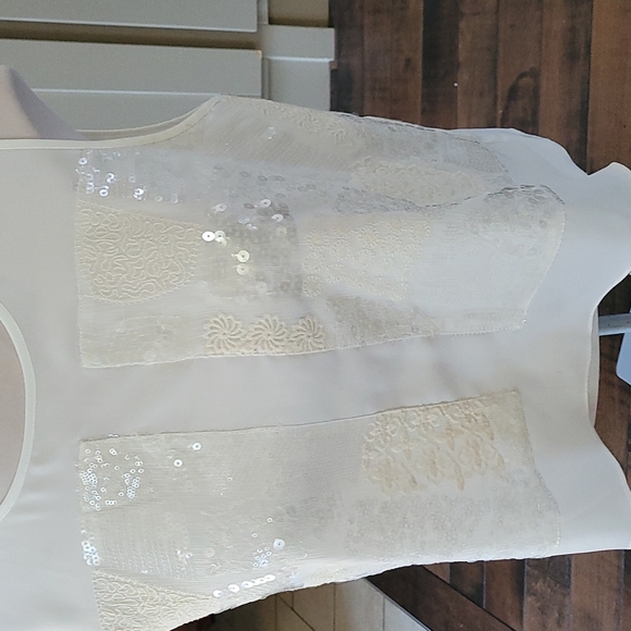 State Cream sequined dressy tank. Size medium. - Picture 4 of 12